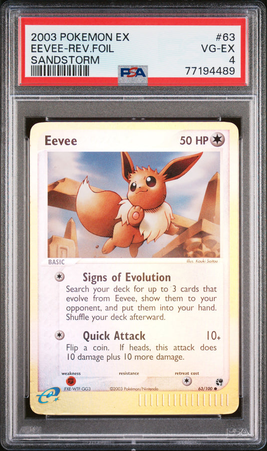 2003 Pokemon Ex Sandstorm #63 Eevee-Rev.Foil Sandstorm PSA 4