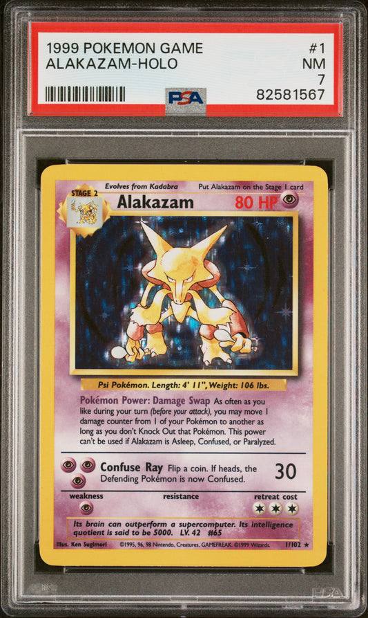 1999 Pokemon Game #1 Alakazam-Holo PSA 7