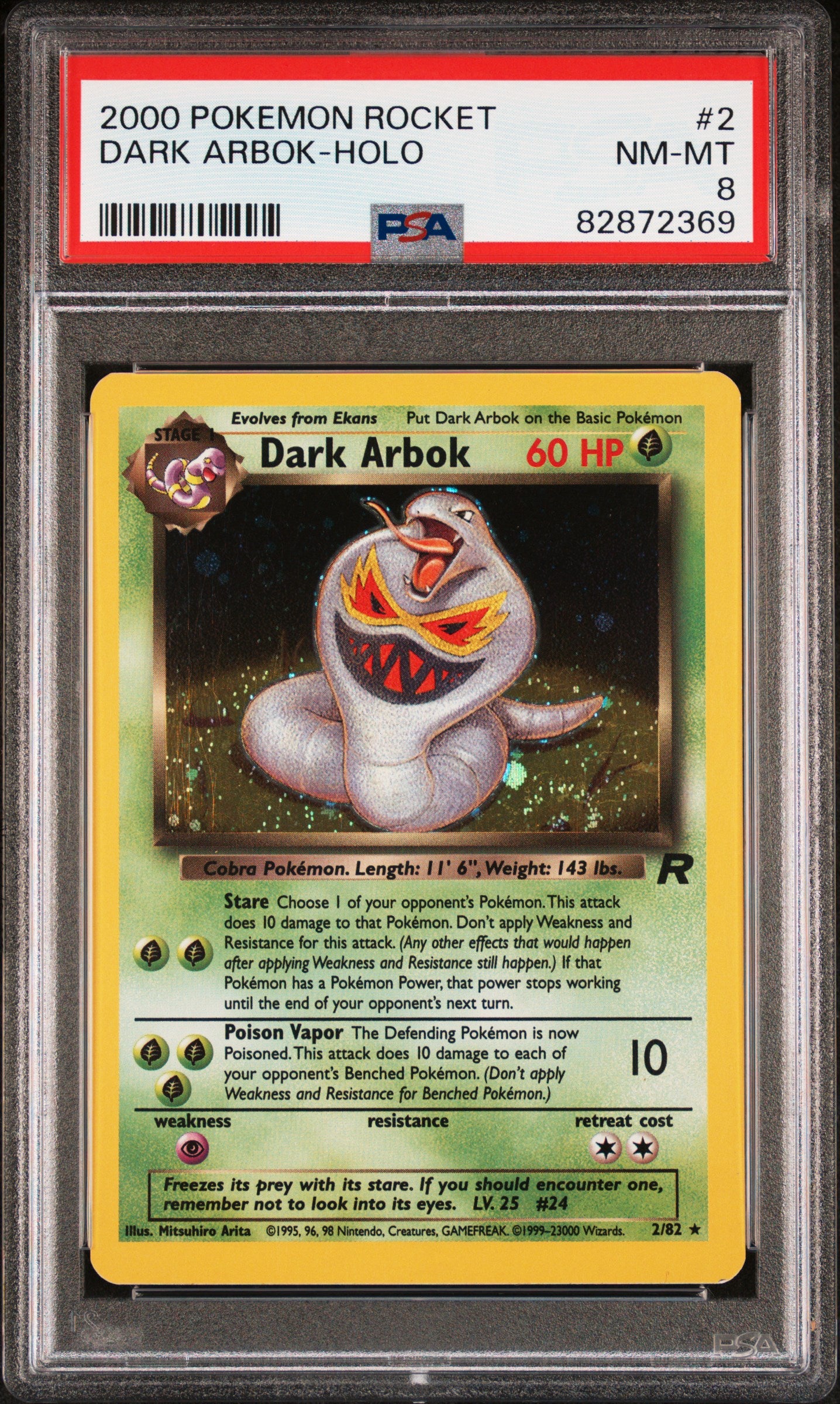 2000 Pokemon Rocket #2 Dark Arbok-Holo PSA 8