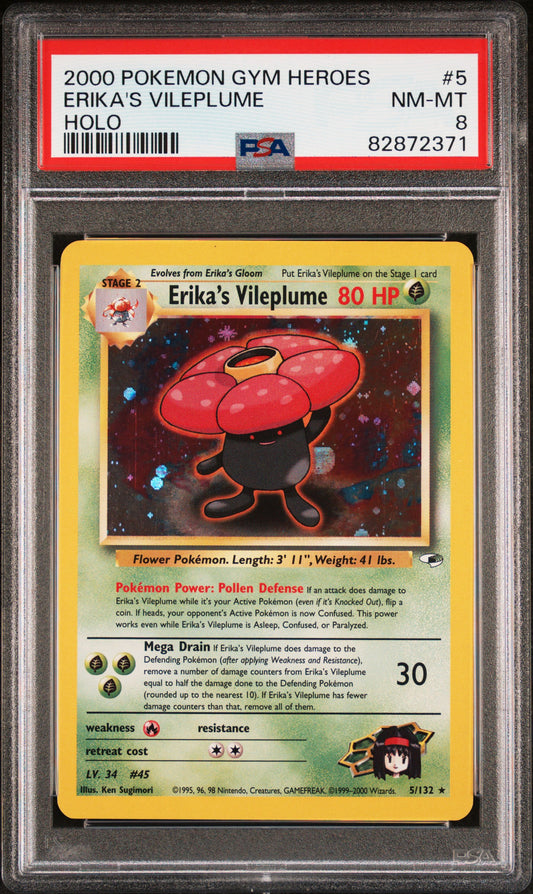 2000 Pokemon Gym Heroes #5 Erika'S Vileplume Holo PSA 8