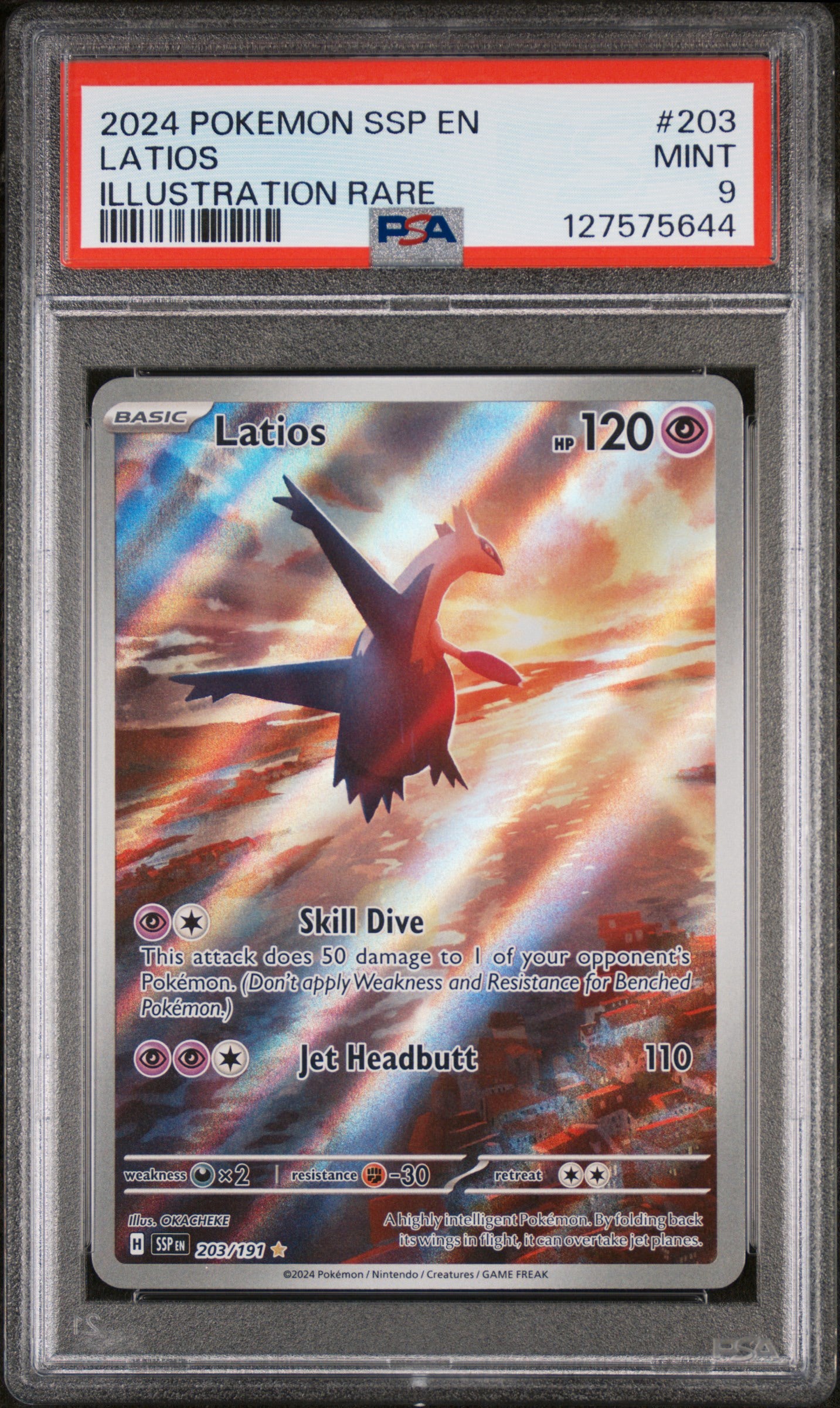 2024 Pokemon SSP EN #203 Latios Illustration Rare PSA 9