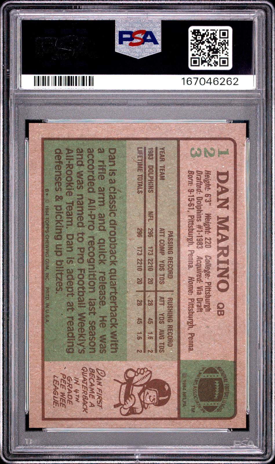 1984 Topps #123 Dan Marino RC PSA 7