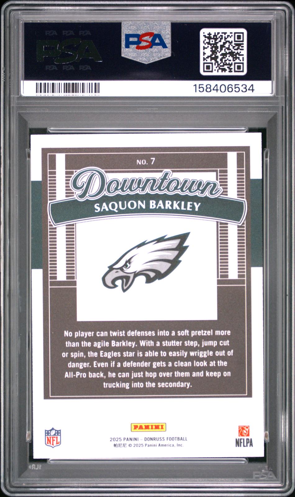 2025 Panini Donruss Downtown #7 Saquon Barkley PSA 10