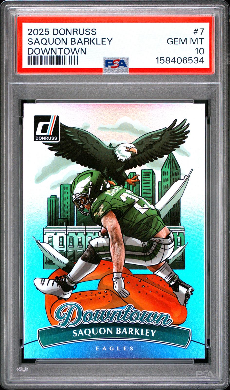 2025 Panini Donruss Downtown #7 Saquon Barkley PSA 10