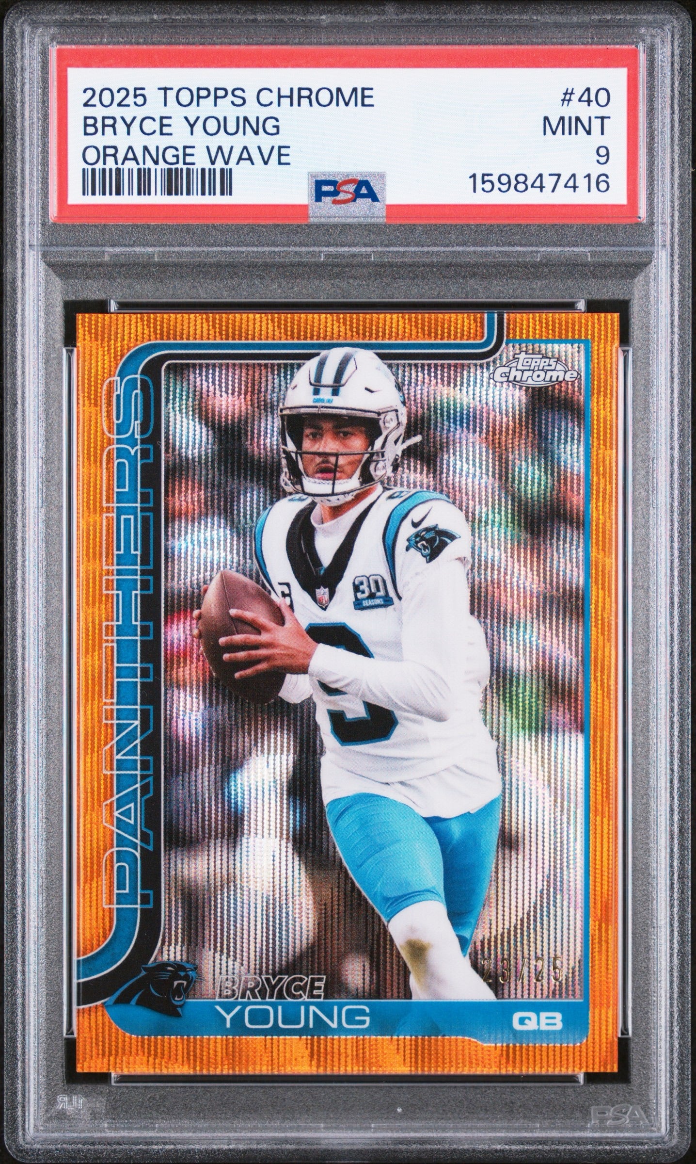 2025 Topps Chrome #40 Bryce Young Orange Wave PSA 9