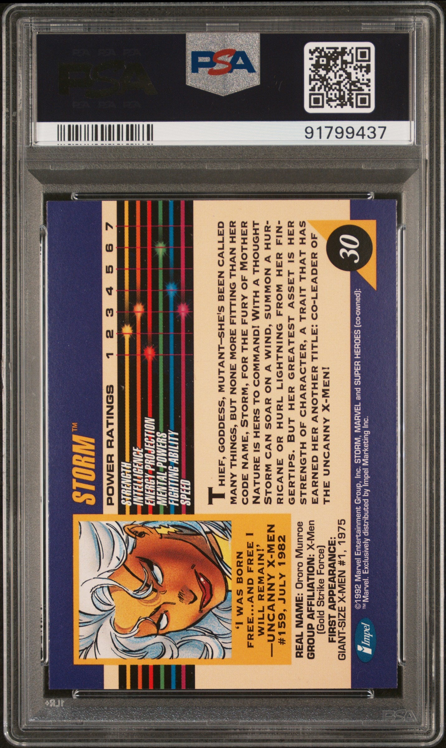 1992 Marvel Universe #30 Storm PSA 7