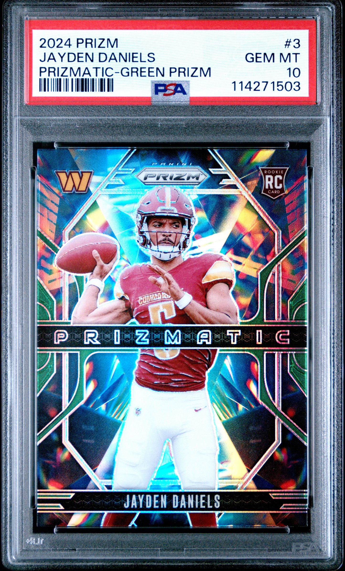 2024 Prizm Jayden Daniels Prizmatic-Green Prizm PSA 10