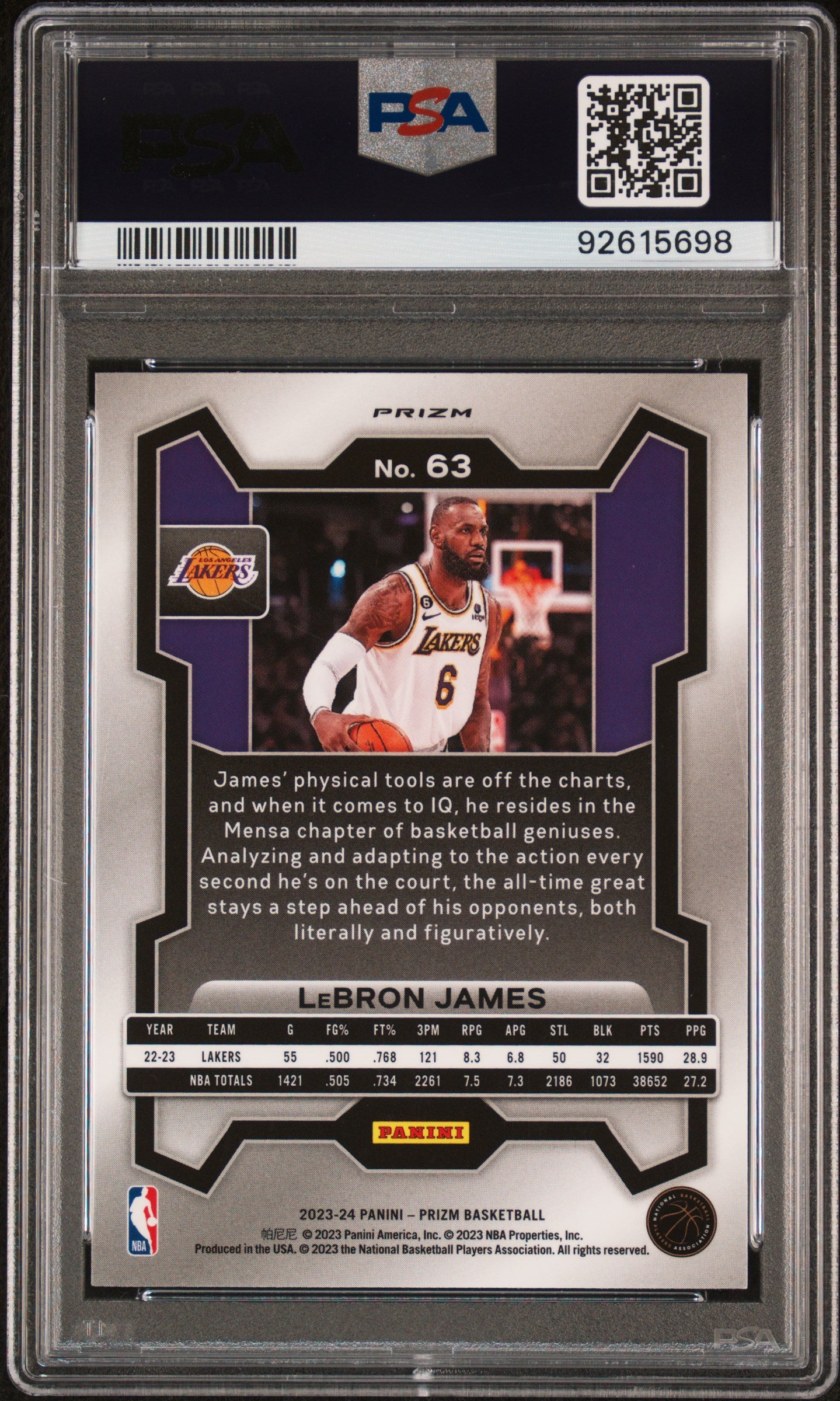 2023 Panini Prizm #63 Lebron James Silver Prizm PSA 10