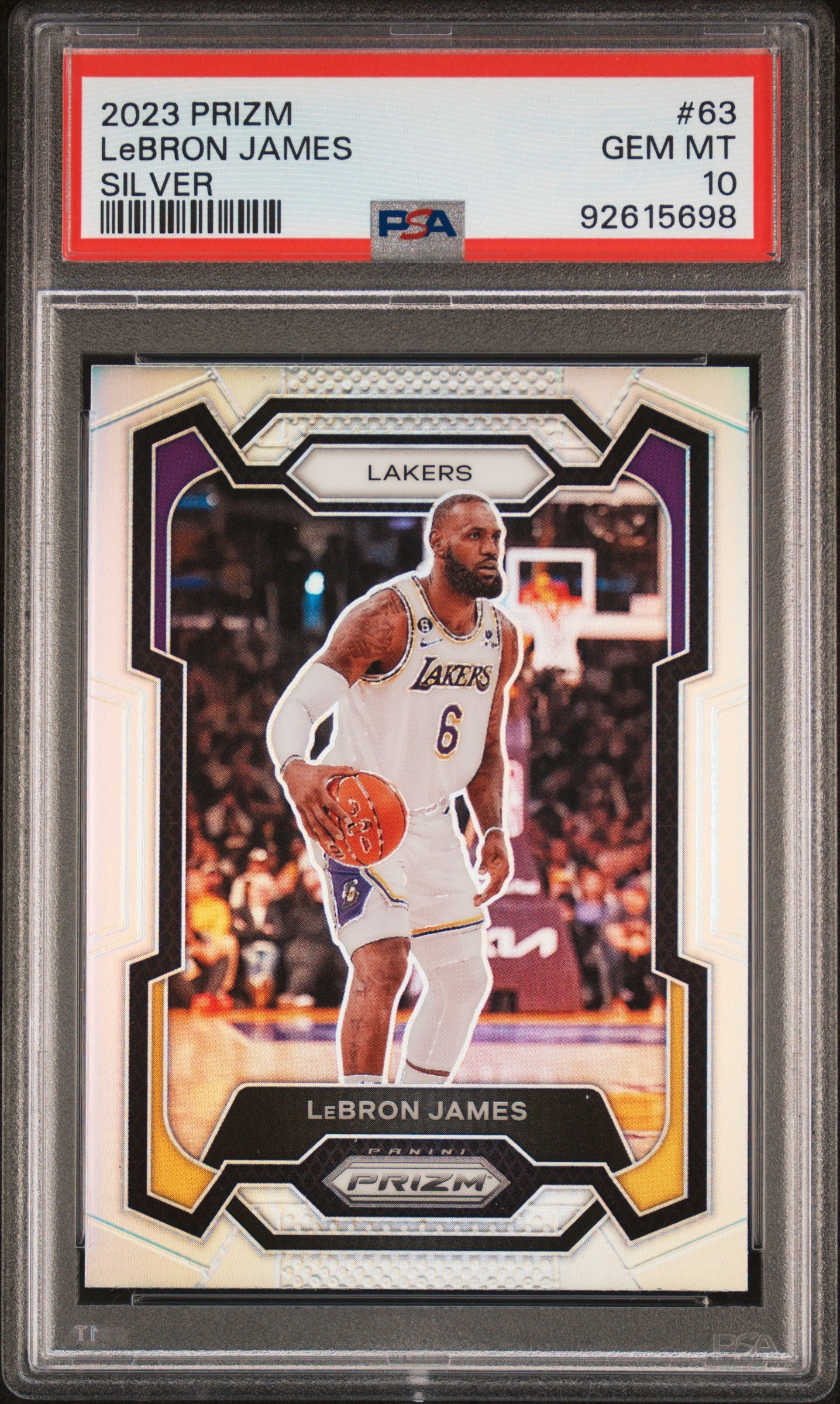 2023 Panini Prizm #63 Lebron James Silver Prizm PSA 10