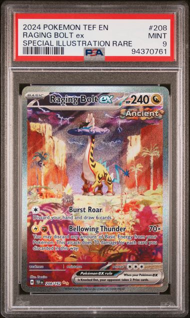 2024 Pokemon TEF #208 Raging Bolt Ex Special Illustration Rare PSA 9