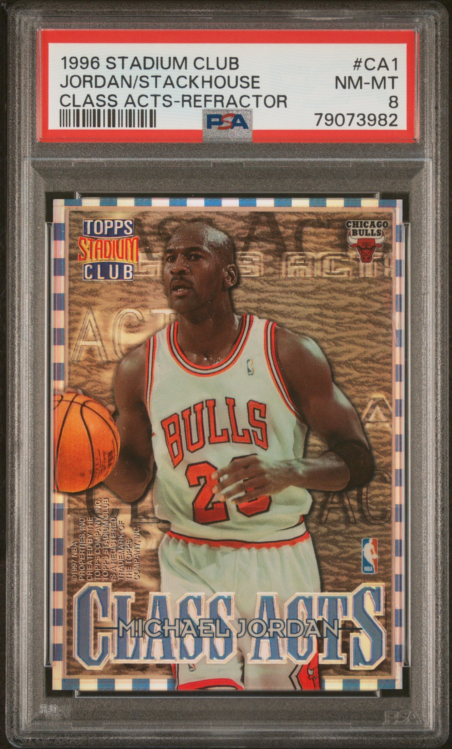 1996 Stadium Club Class Acts #CA1 Michael Jordan/Stackhouse Refractor PSA 8