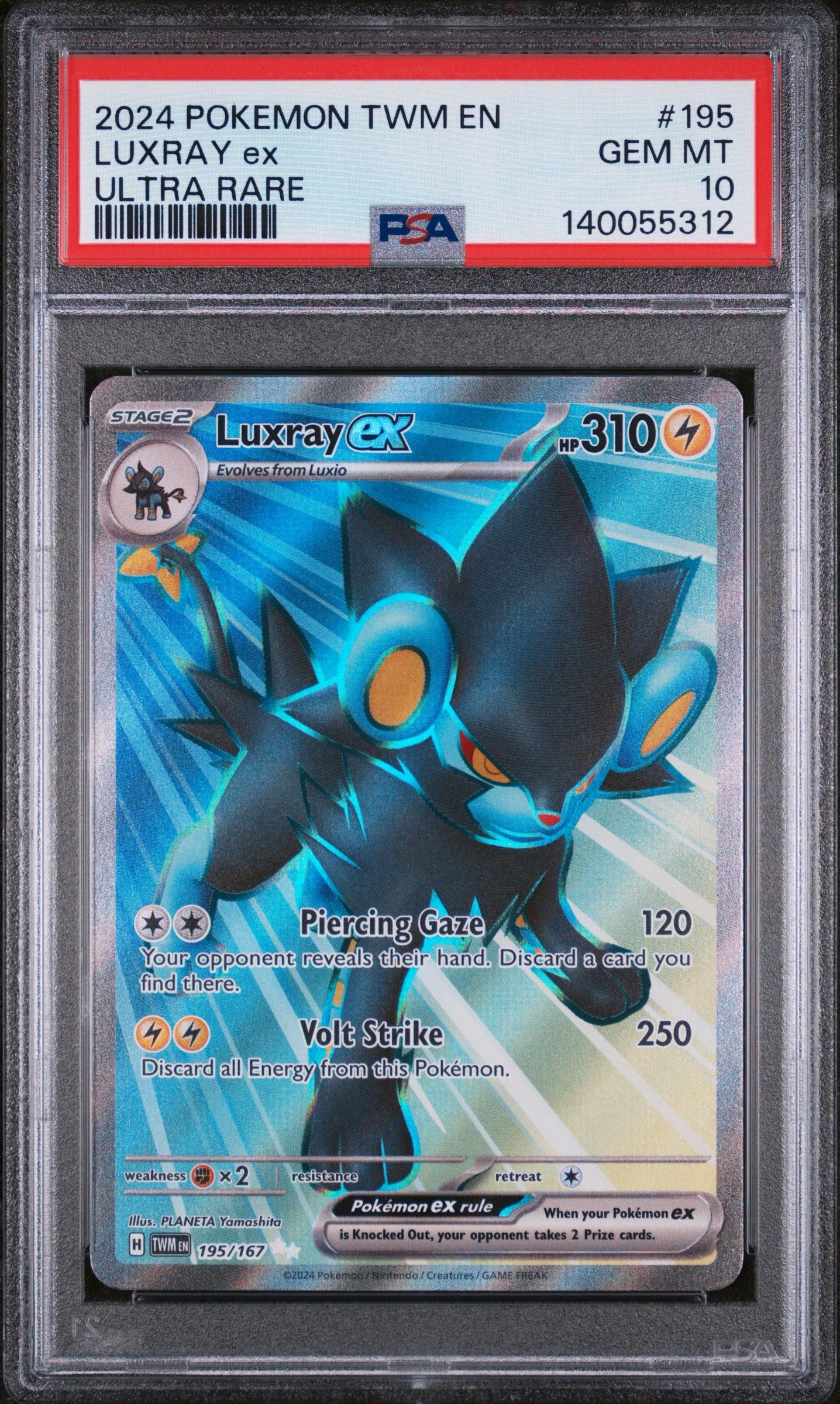2024 Pokemon TWM EN #195 Luxray Ex Ultra Rare PSA 10