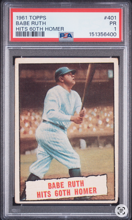 1961 Topps Babe Ruth Hits 60th Homer PSA 1