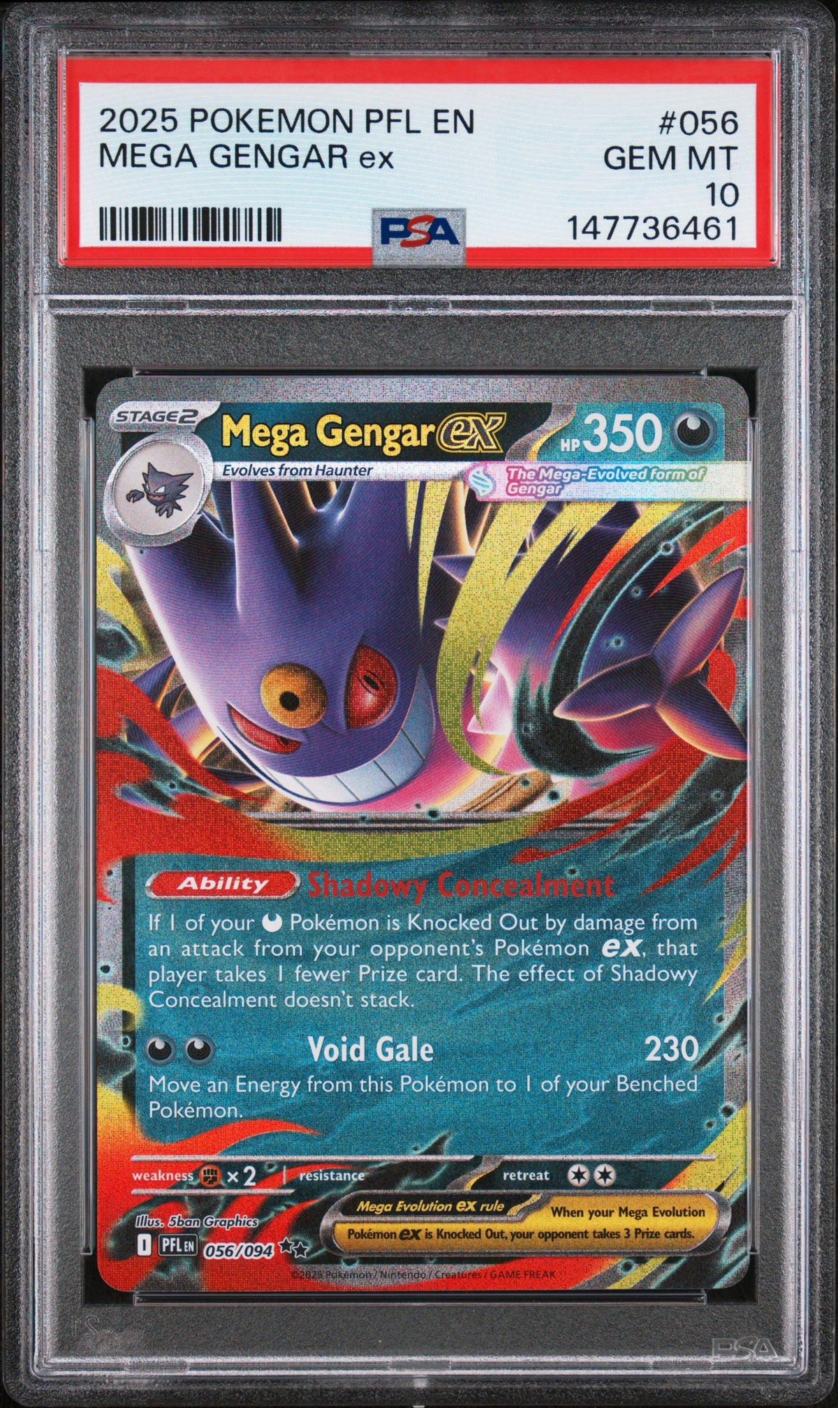 2025 Pokemon PFL EN #056 Mega Gengar Ex PSA 10