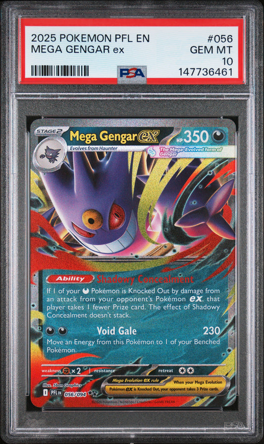 2025 Pokemon PFL EN #056 Mega Gengar Ex PSA 10