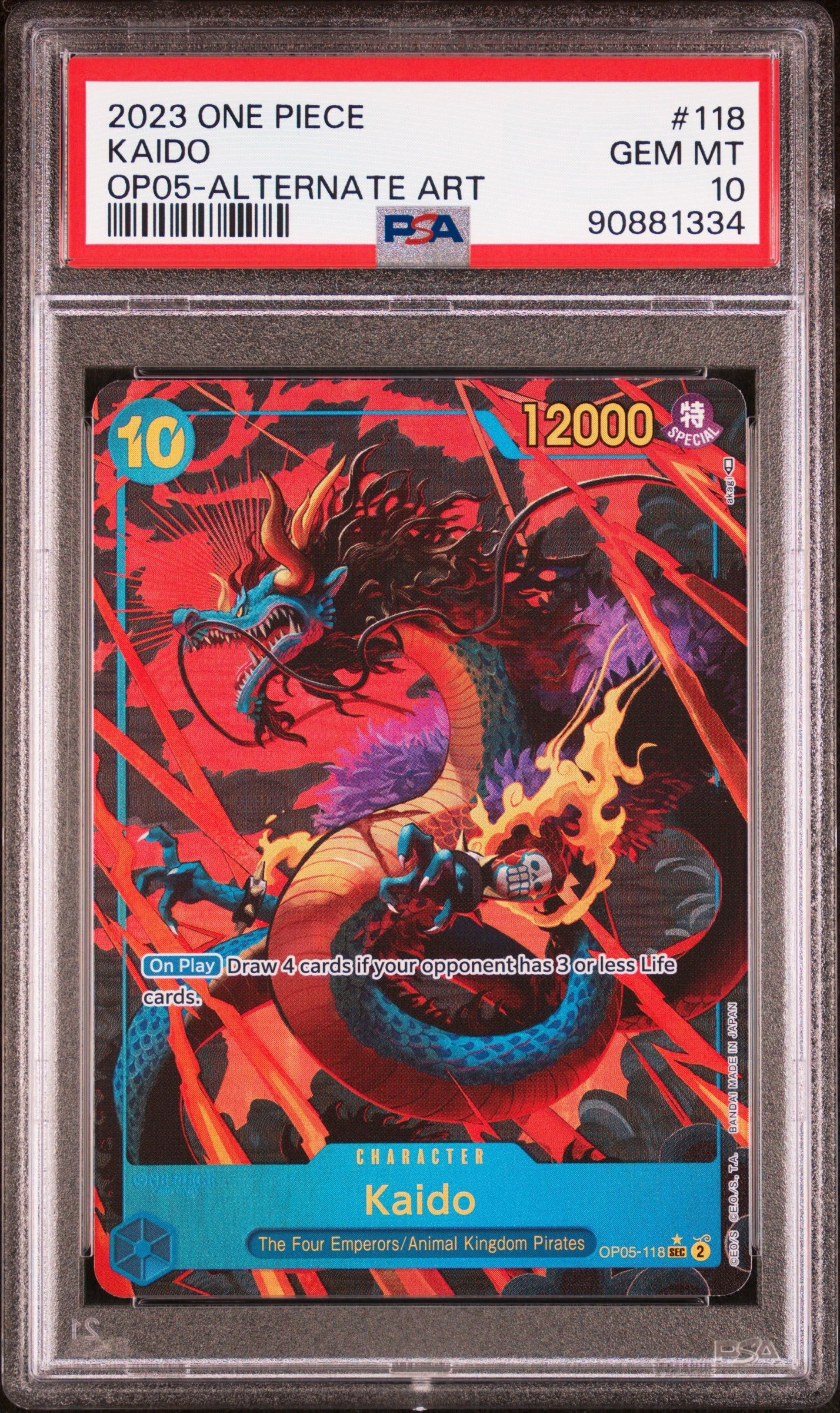 2023 One Piece #118 Kaido OP05 Alternate Art PSA 10