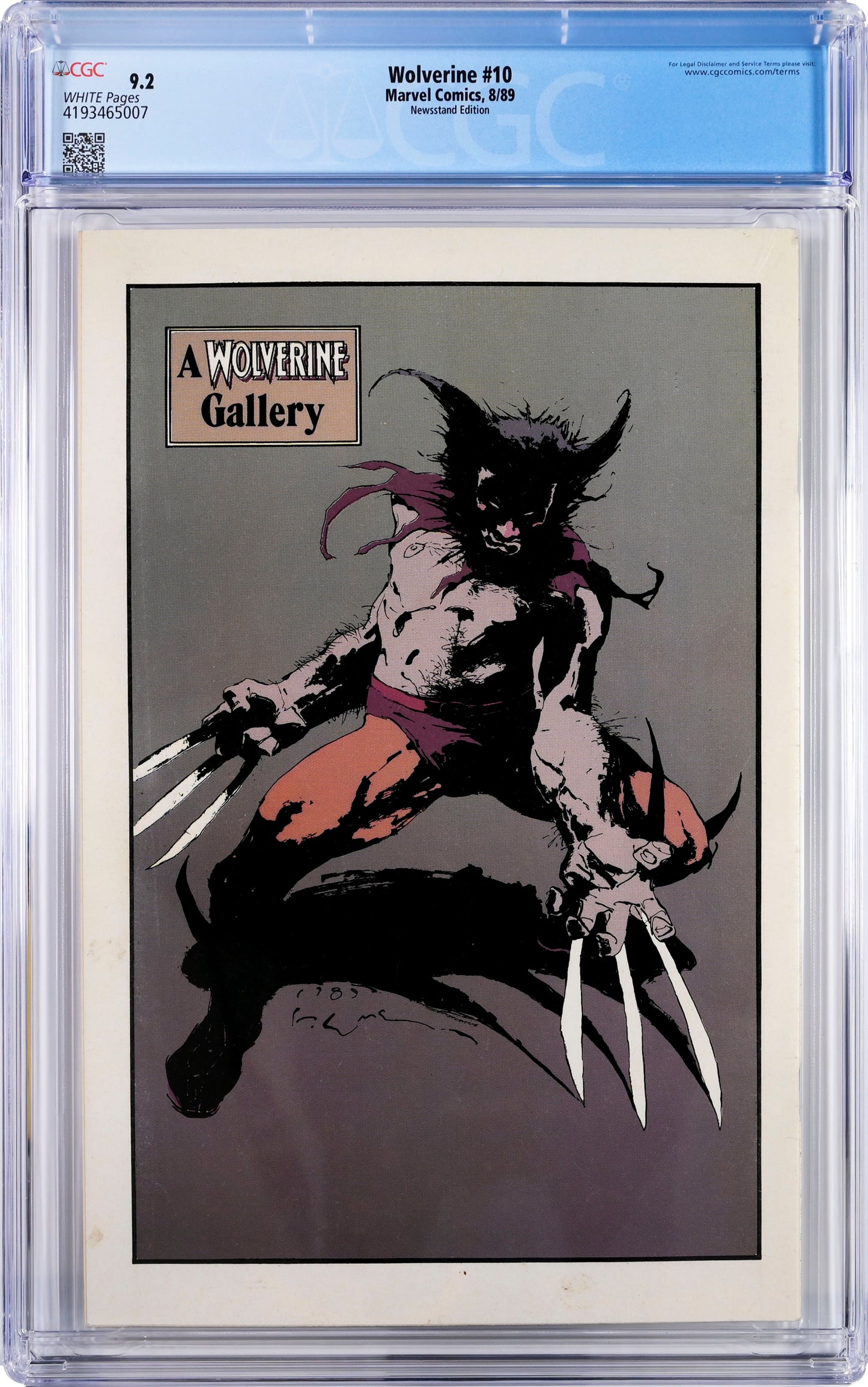 Wolverine #10 8/89 Marvel Comics CGC 9.2 Newsstand Wolverine vs. Sabretooth