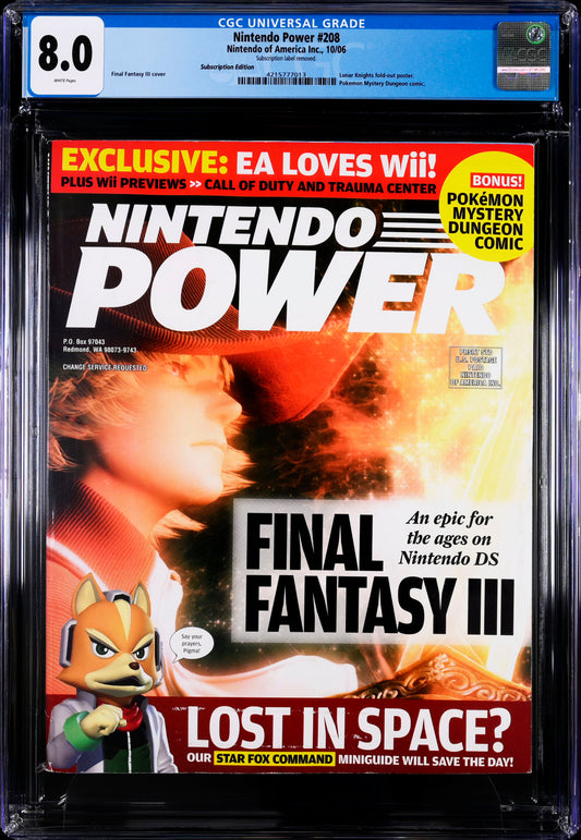 Nintendo Power 208 10/06 Final Fantasy III *Pokemon Mystery Dungeon Comic* CGC 8.0