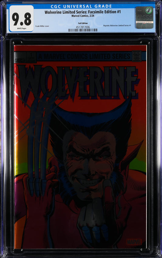 Wolverine Limited Series: Facsimile Edit 1 2/24 Marvel Comics Foil Edition CGC 9.8