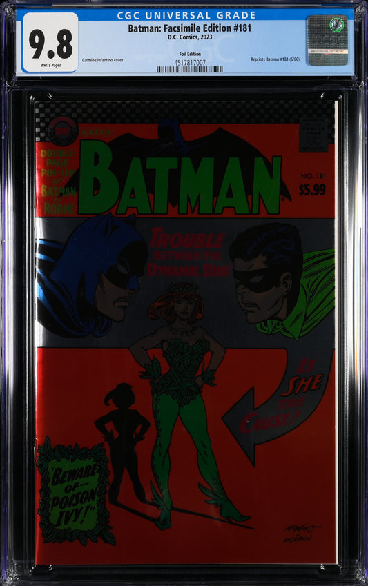 Batman: Facsimile Edition 181 2023 D.C. Comics Foil Edition CGC 9.8