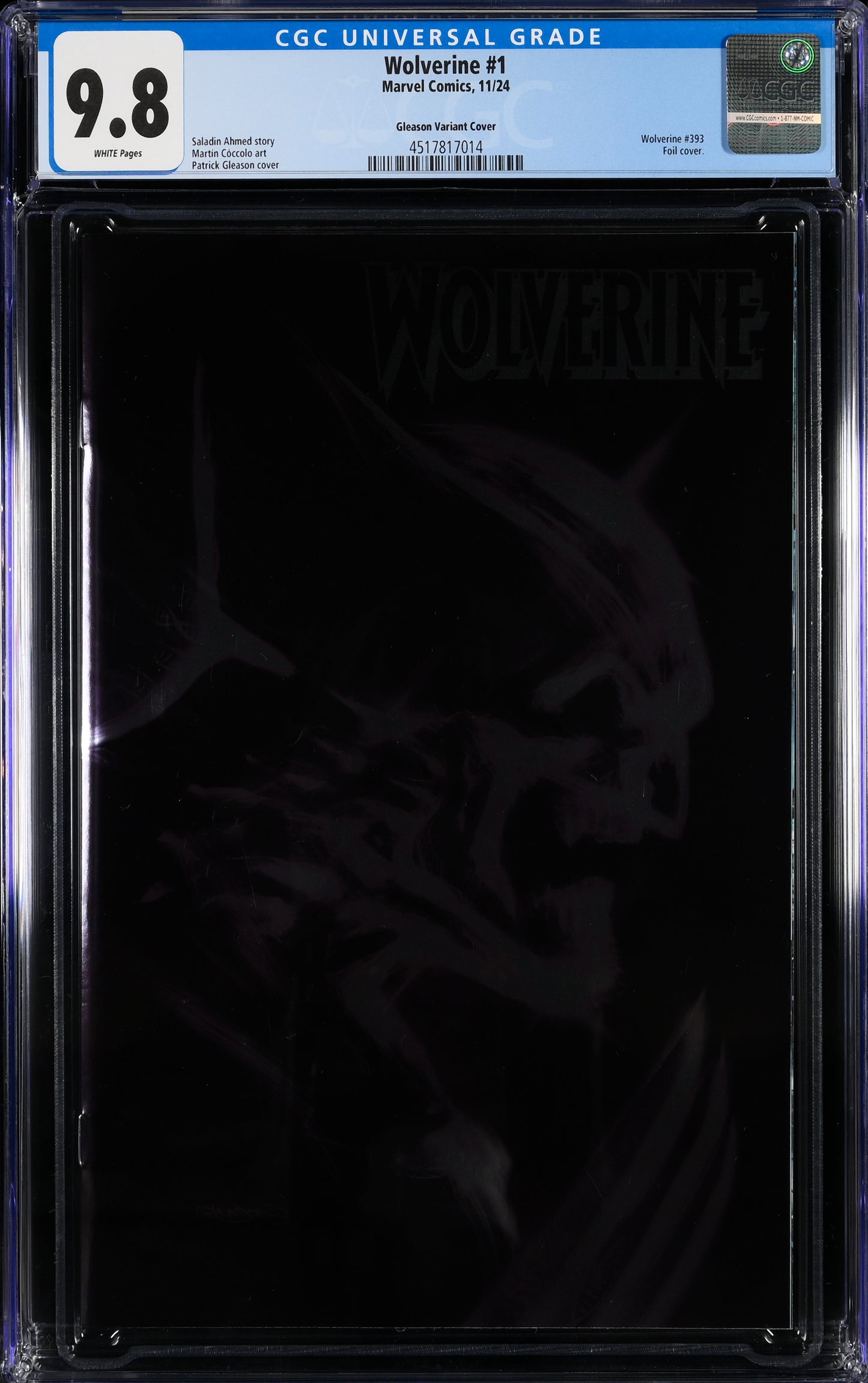 Wolverine 1 11/24 Marvel Comics Gleason Variant Cover CGC 9.8