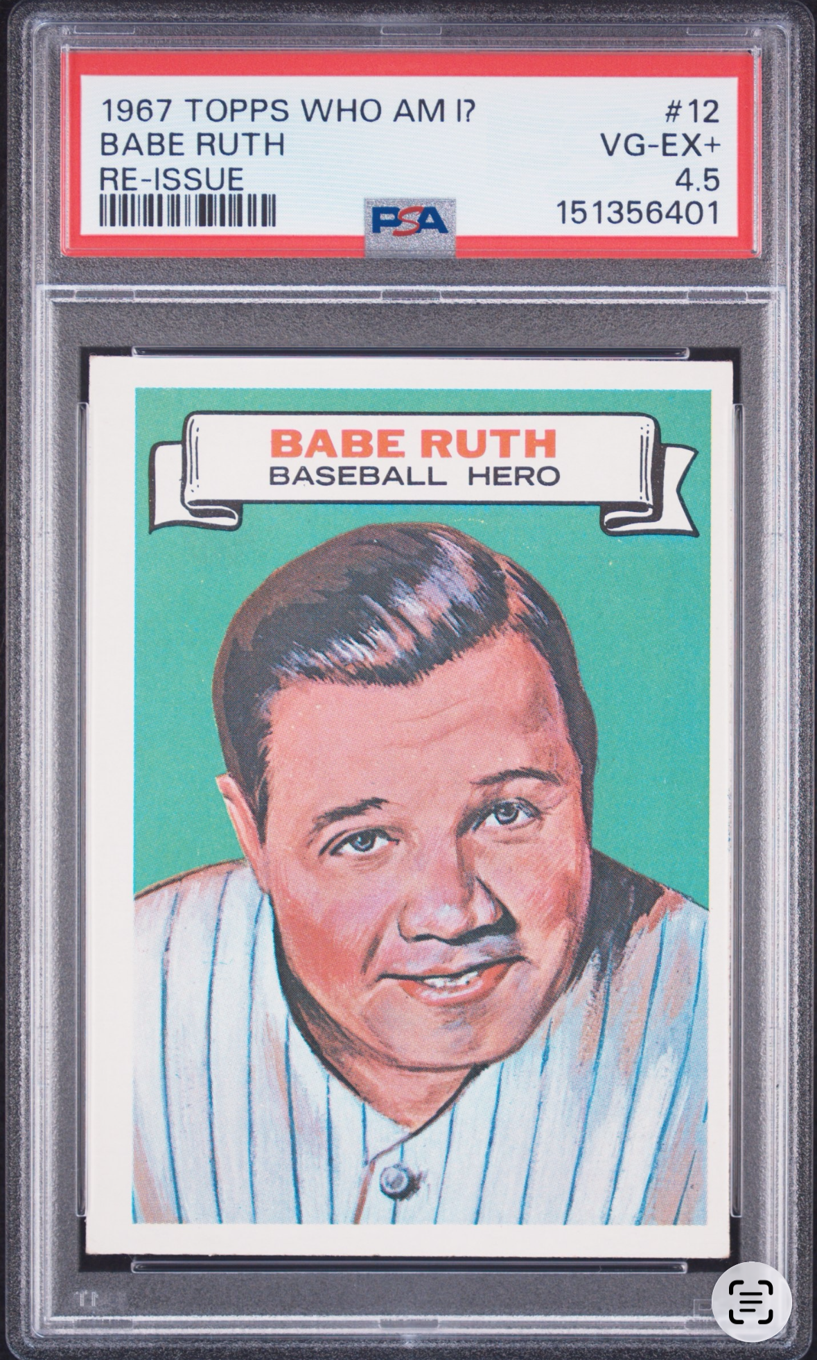 1967 Topps Who Am I? Babe Ruth Re-Issue VG-EX PSA 4.5