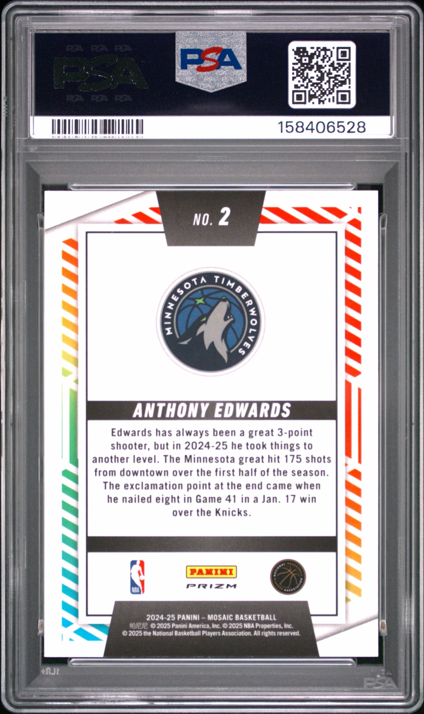 2024 Mosaic #2 Anthony Edwards Razzle Dazzle PSA 10