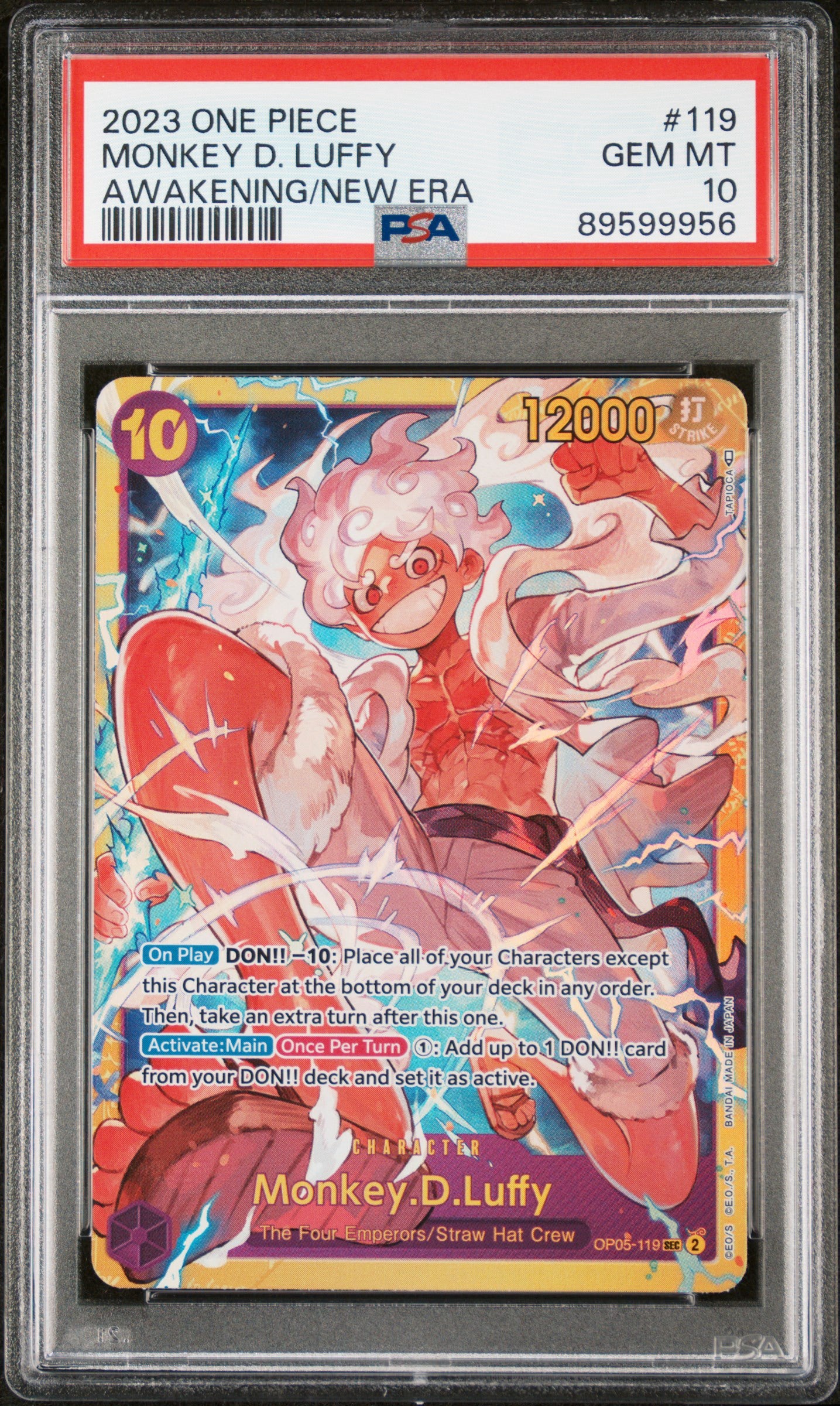2023 One Piece #119 Monkey D Luffy Awakening/New Era PSA 10