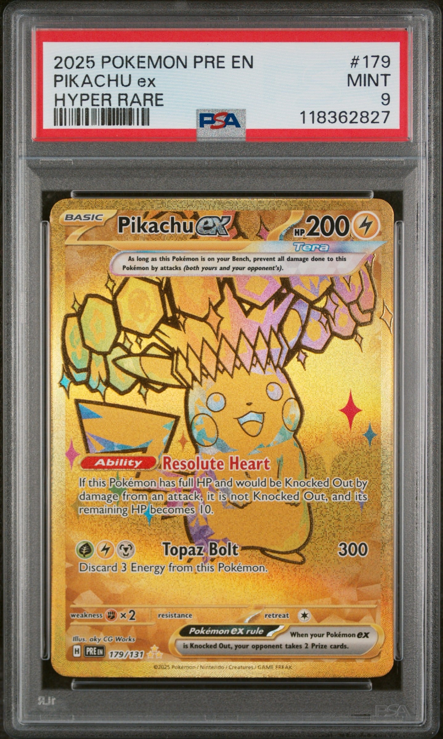 2025 Pokemon PRE EN #179 Pikachu Ex Hyper Rare PSA 9