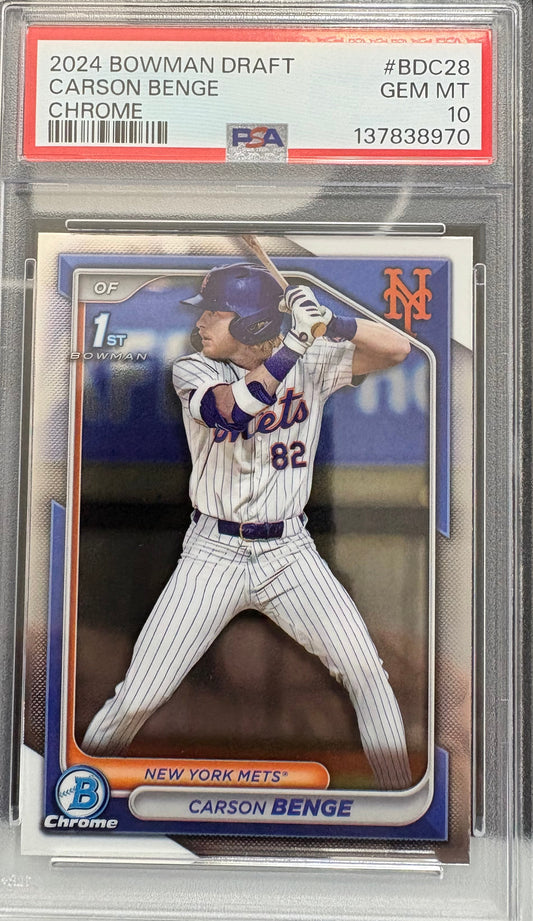 2024 Bowman Chrome Draft Carson Benge 1st Bowman PSA 10