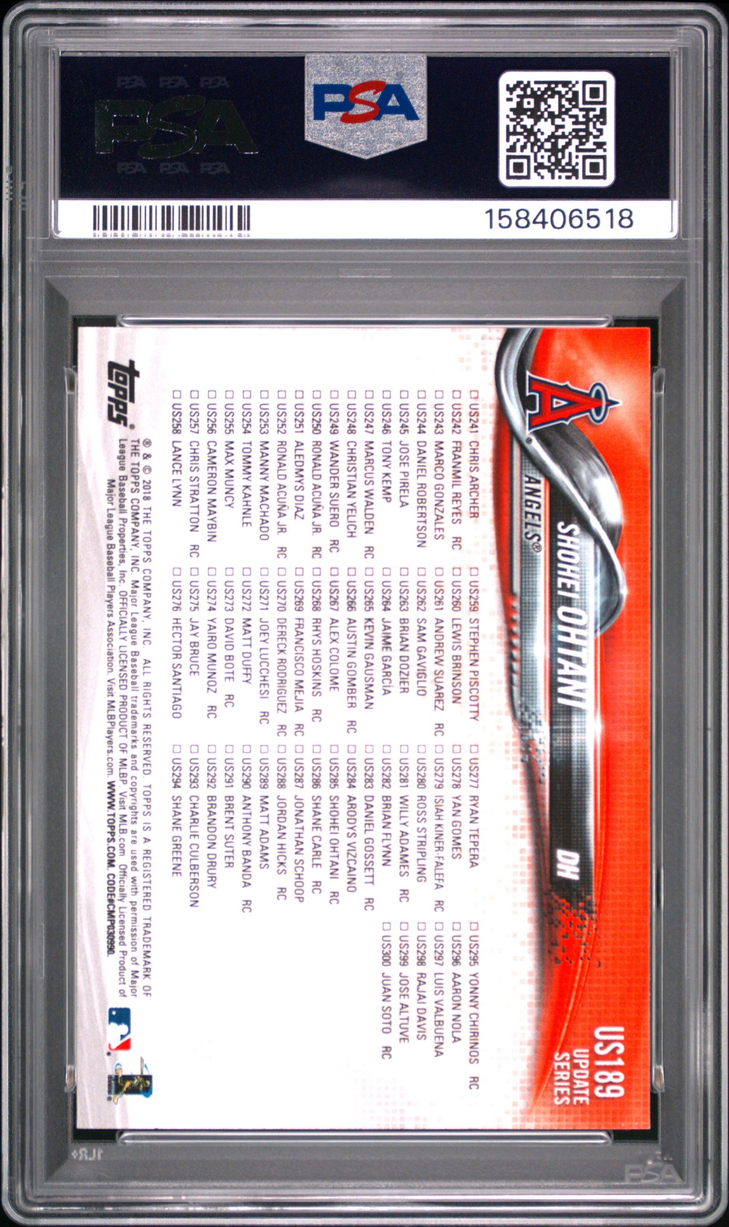 2018 Topps Update #US189 Shohei Ohtani PSA 8
