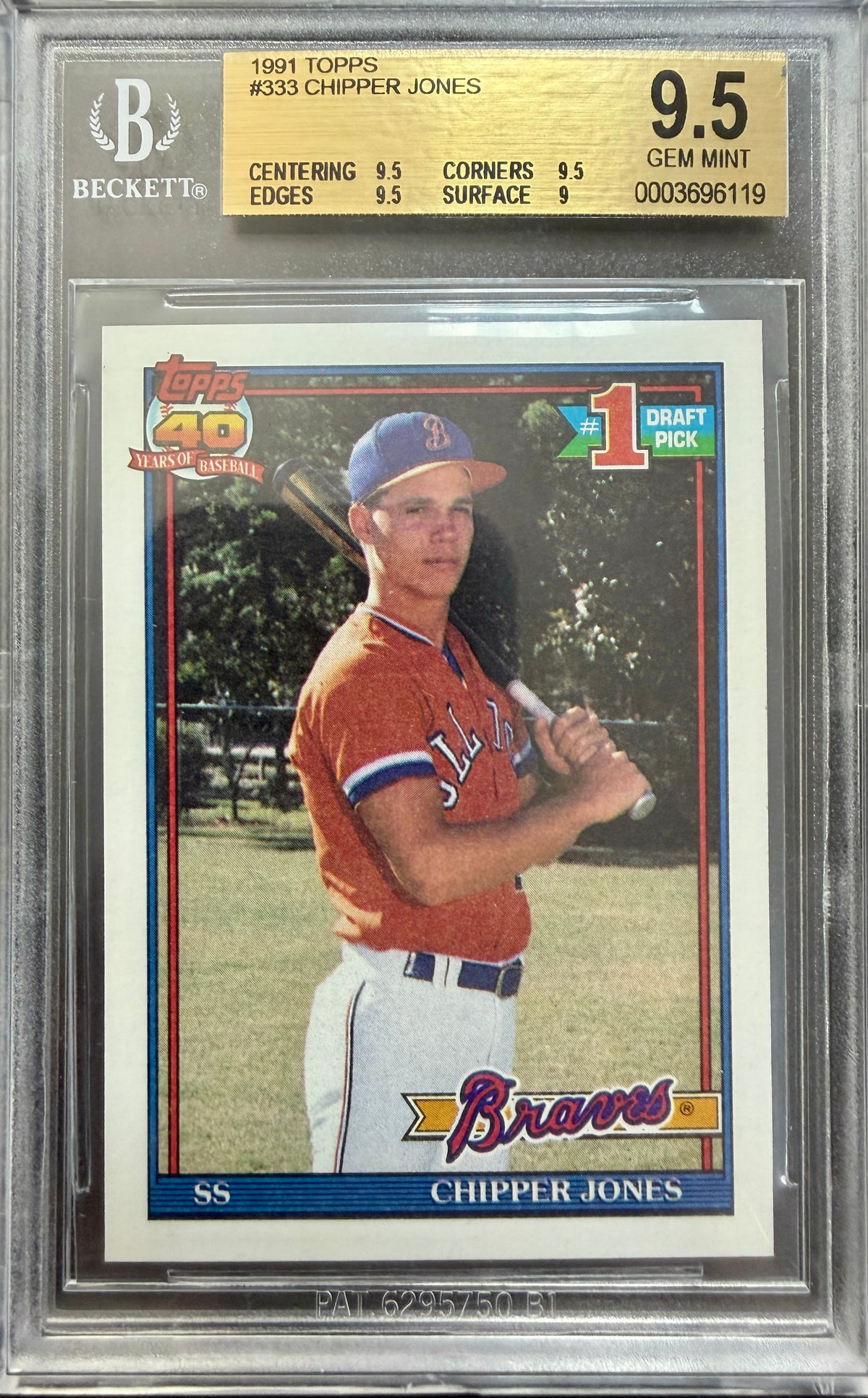 1991 Topps #333 Chipper Jones RC BGS 9.5