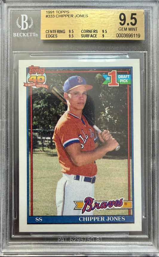 1991 Topps #333 Chipper Jones RC BGS 9.5