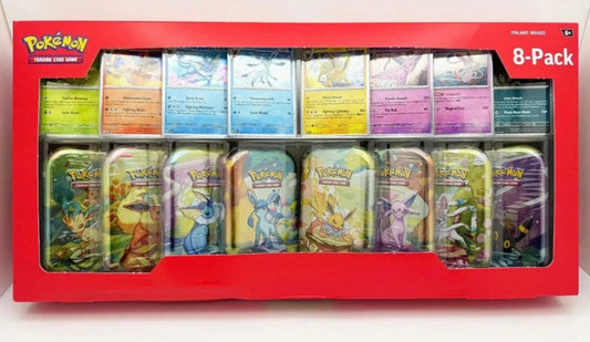Pokemon Prismatic Evolutions 8 Mini-Tins with Promo Cards