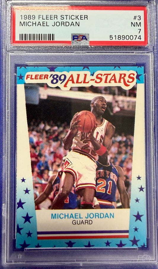 1989 Fleer Sticker #3 Michael Jordan PSA 7