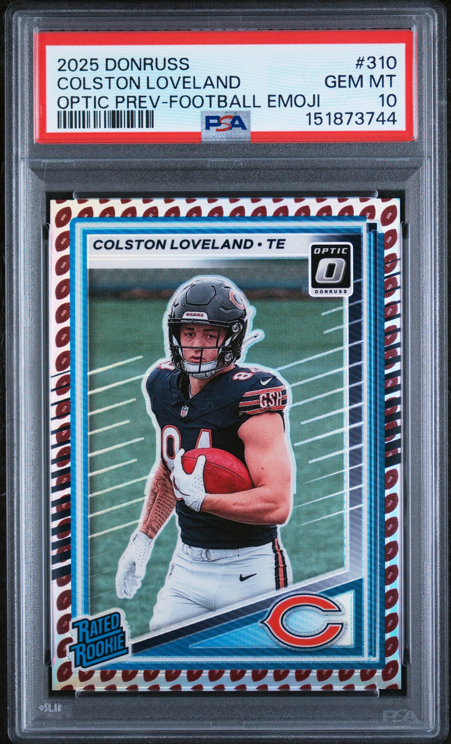 2025 Donruss Colston Loveland Optic Prev-Football Emoji RC PSA 10