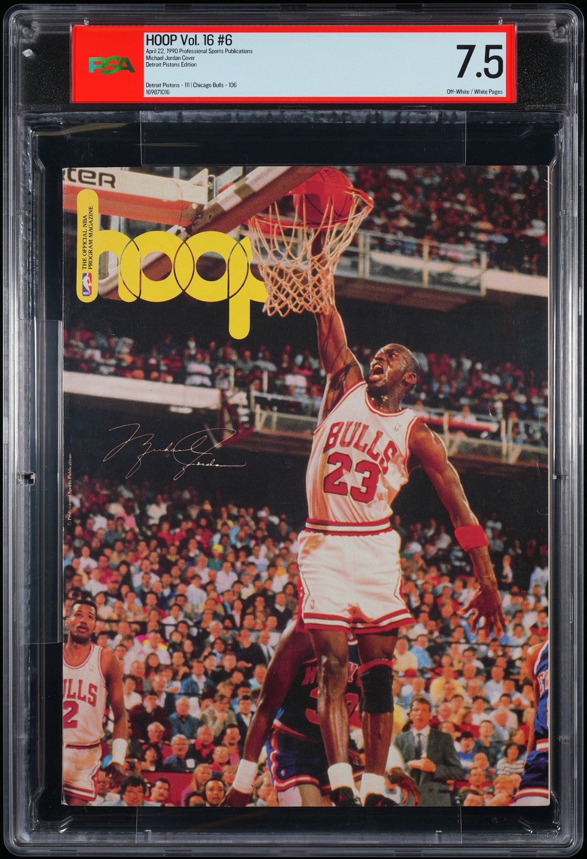 PROFESSIONAL SPORTS PUBLICATIONS HOOP 1990 MICHAEL JORDAN PSA 7.5
