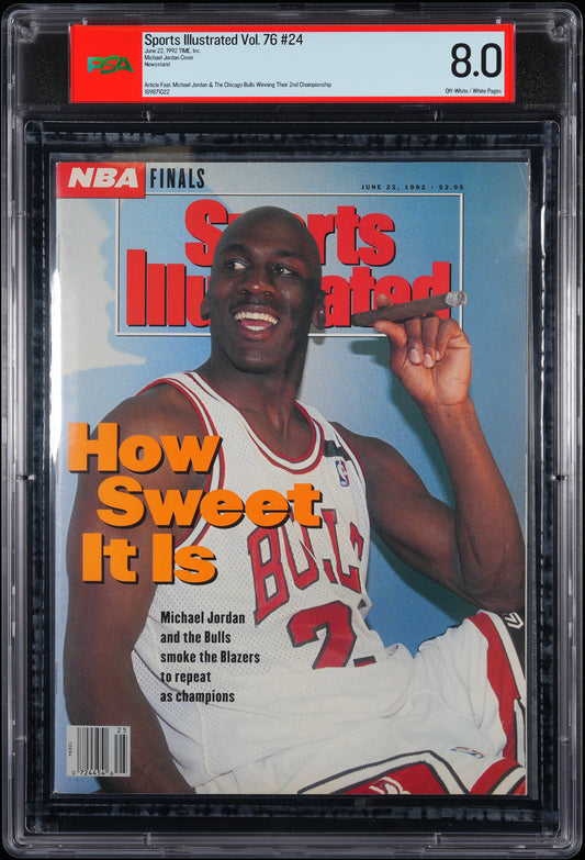 TIME, INC. SPORTS ILLUSTRATED JUNE 22, 1992 MICHAEL JORDAN PSA 8.0
