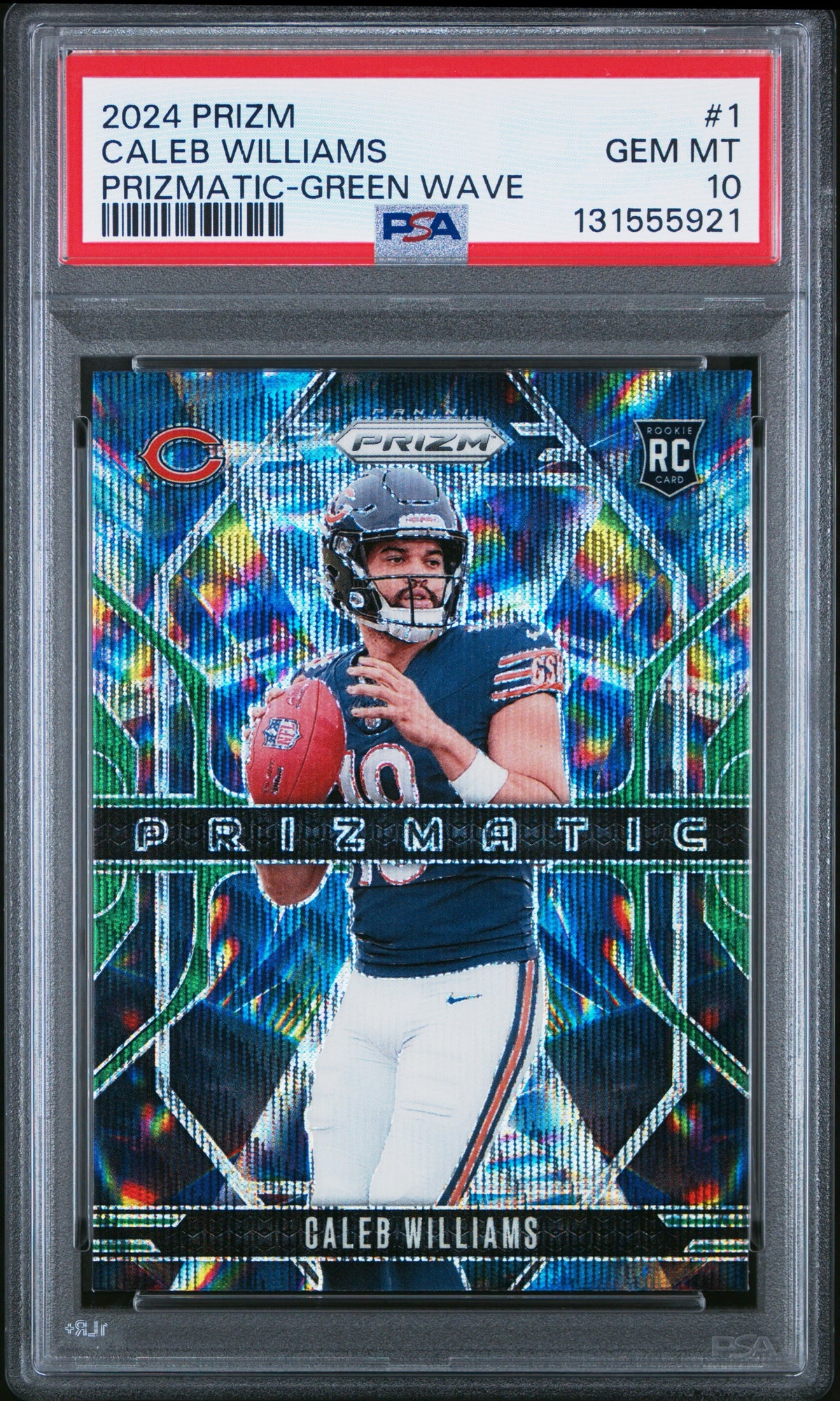 2024 Prizm Prizmatic #1 Caleb Williams Green Wave RC PSA 10