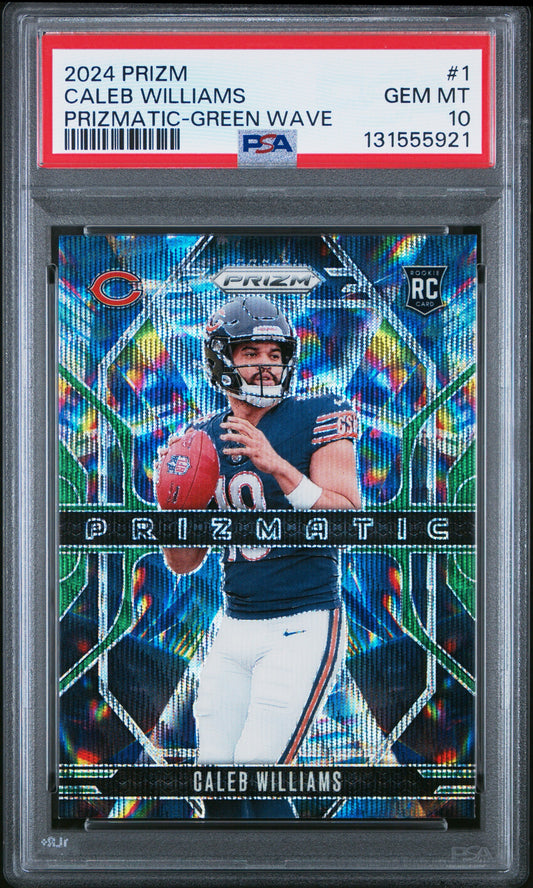 2024 Prizm Prizmatic #1 Caleb Williams Green Wave RC PSA 10