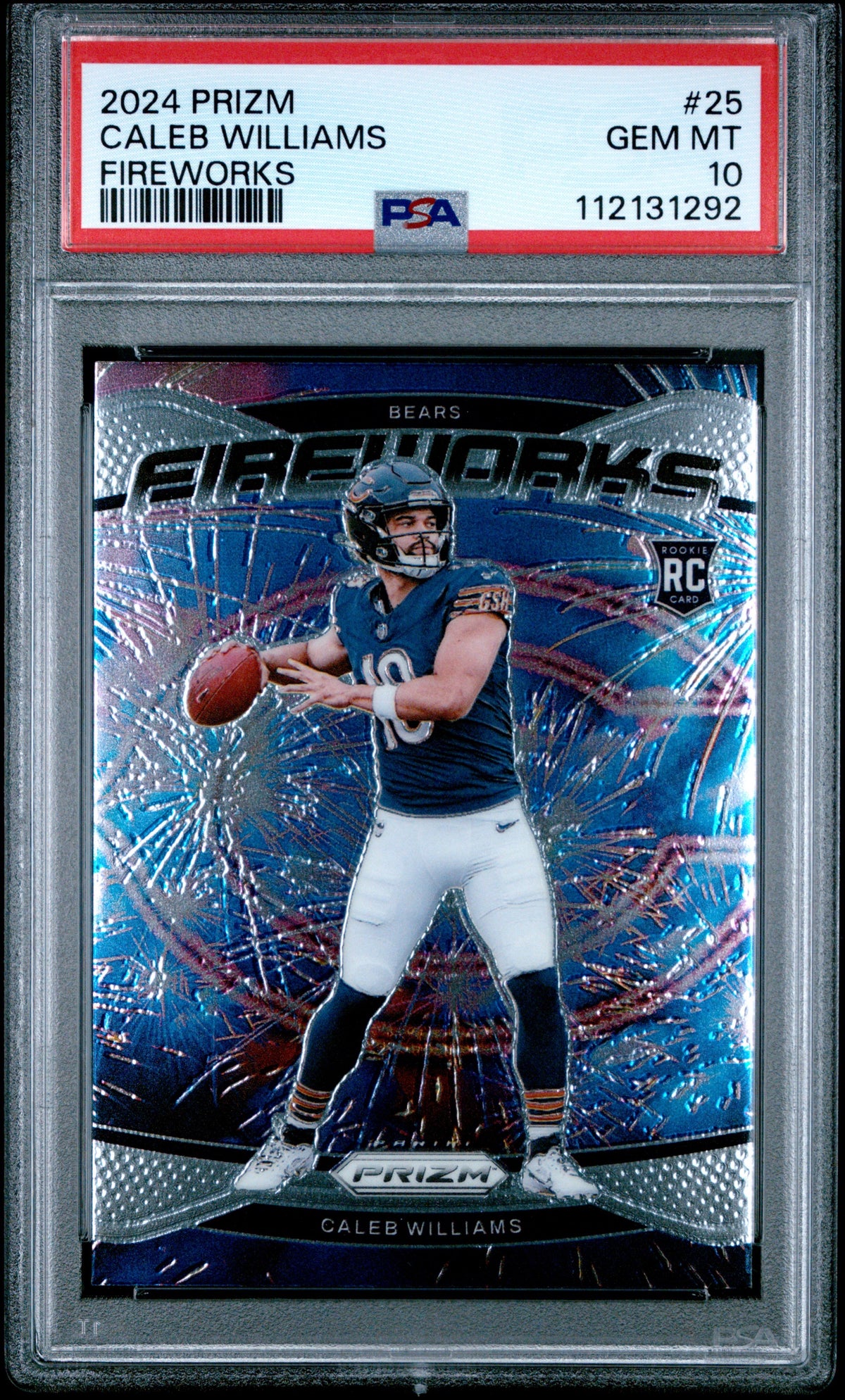 2024 Prizm Fireworks #25 Caleb Williams RC PSA 10