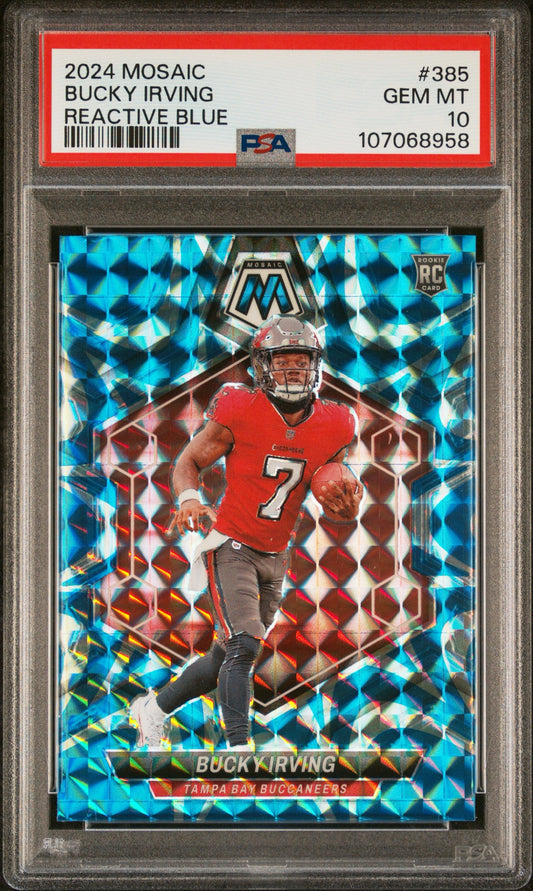 2024 Mosaic #385 Bucky Irving Reactive Blue RC PSA 10