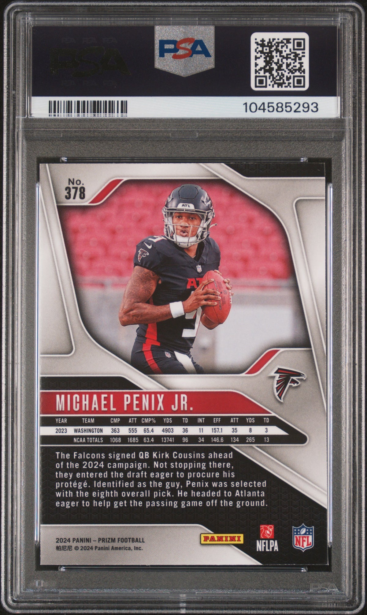 2024 Prizm #378 Michael Penix Jr. RC PSA 9
