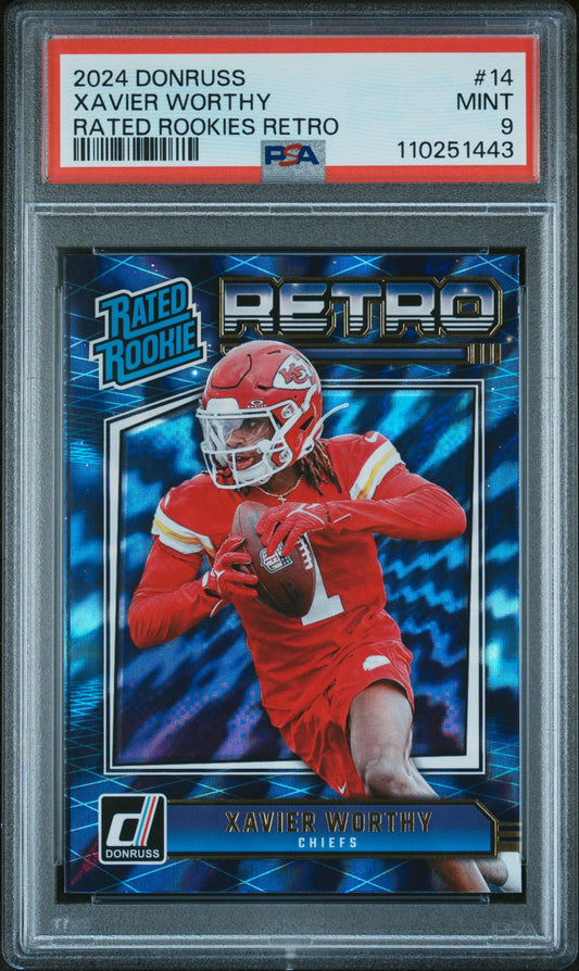 2024 Donruss Rated Rookies #14 Retro Xavier Worthy RC PSA 9