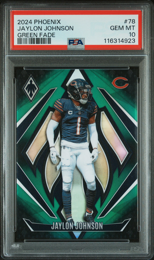 2024 Phoenix #78 Jaylon Johnson Green Fade #’d /199 PSA 10