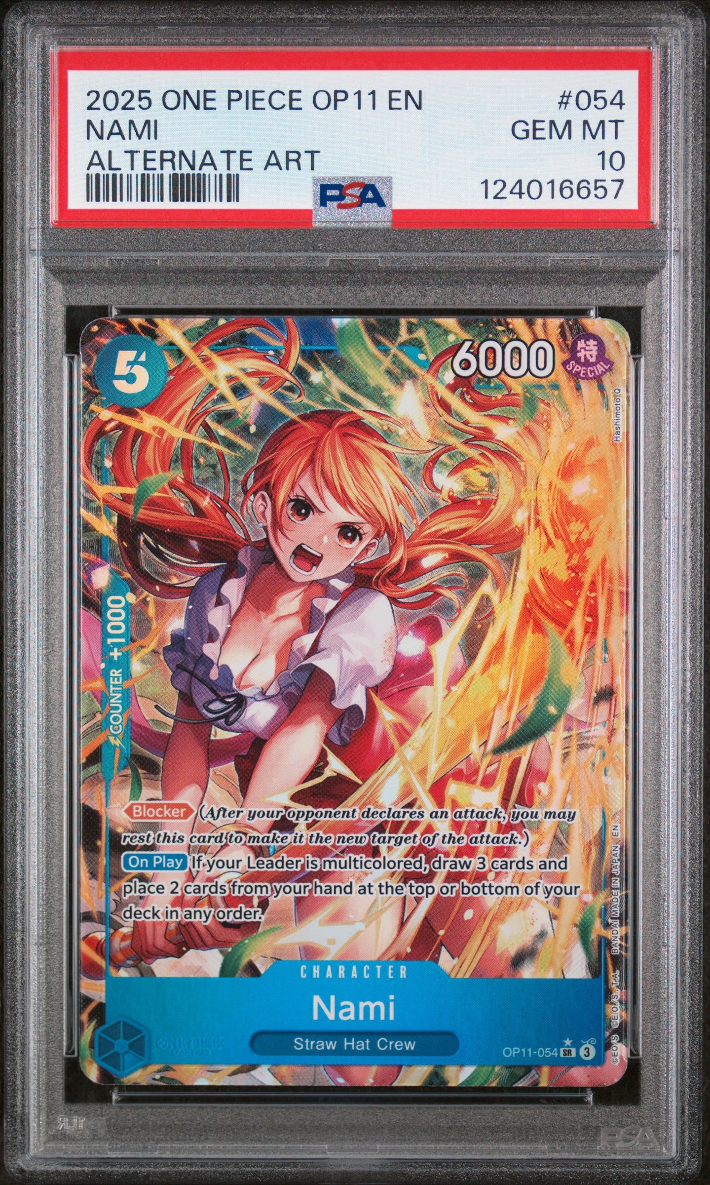 2025 One Piece OP11 EN #054 Nami Alternate Art PSA 10