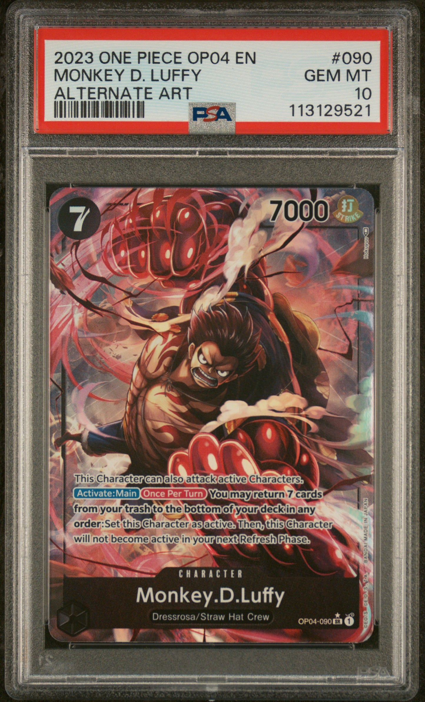 2023 One Piece OP 04 EN Monkey.D.Luffy AA PSA 10