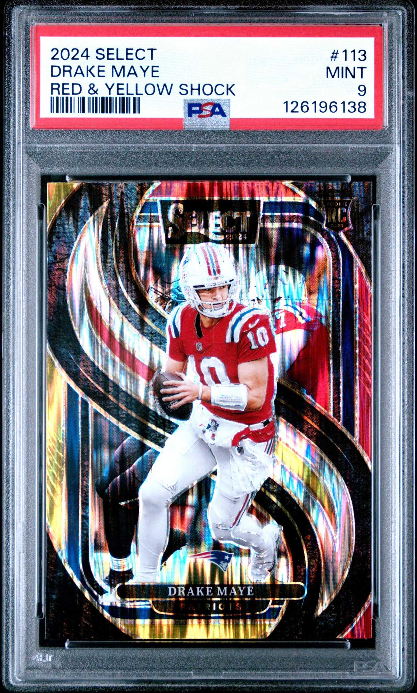 2024 Select Drake Maye Red & Yellow Shock PSA 9