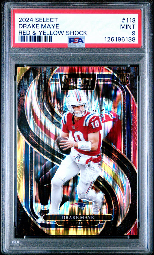 2024 Select Drake Maye Red & Yellow Shock PSA 9