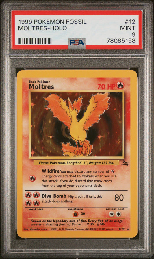 1999 Pokemon Fossil #12 Moltres PSA 9